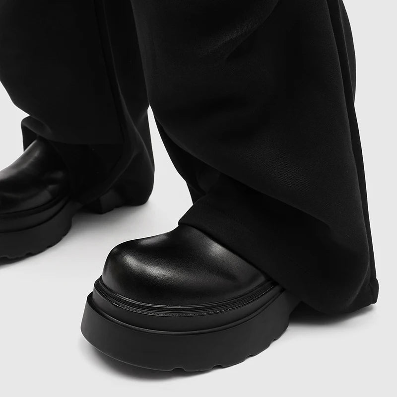 New Designer Mens Casual Leather Shoes Thick British Sole Male Business Footwear Fashion Platform Walking Shoes Non-Slip Loafers