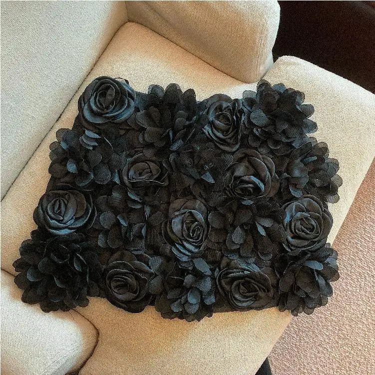 Spring Women Temperament Package Hip Black Three-dimensional Rose Skirt Female Sweet Fashion Y2k A Line Mini Kawaii Skirts