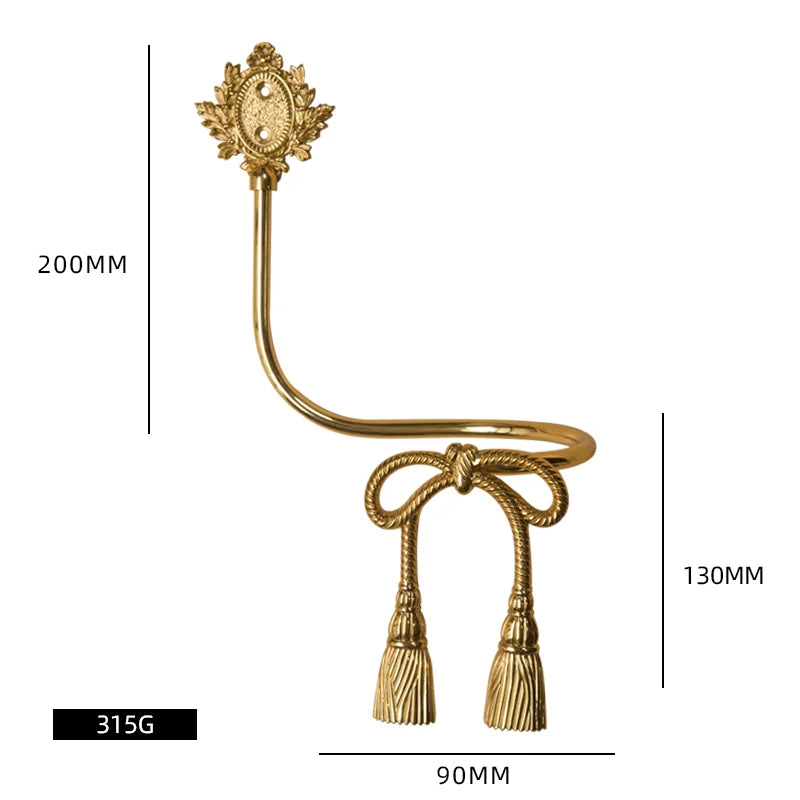 Luxury Brass Curtain Hook Retro Gold Wall Mounted Hanger for Bedroom Living Room Entryway Decor Elegant Hardware Accessories