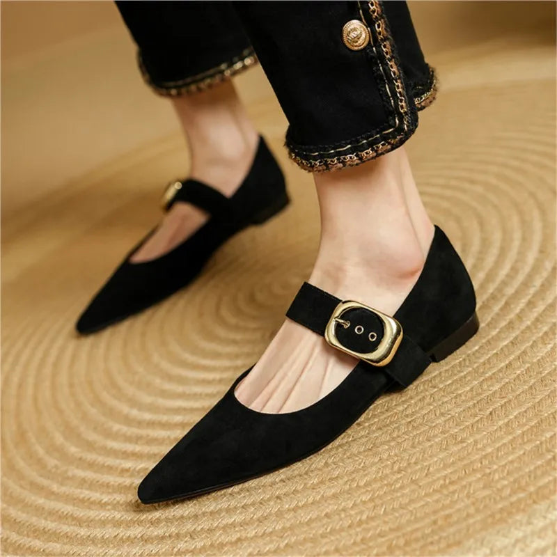 Dilalula Classic Retro Women Flats Buckles Loafers Suede Quality Metal Decoration Casual Shoes Ladies Fashion Dress Mocasines