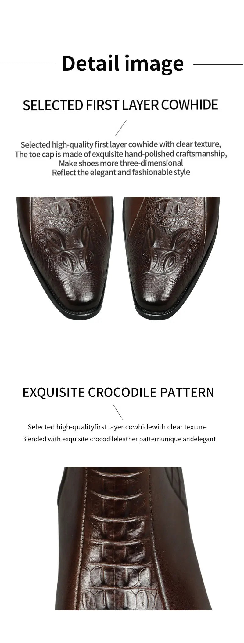 Genuine Leather Mens Boots Autumn Winter Vintage English Style Pointed Toe Work Boots Exquisite Crocodile Engraved Zipper Shoes
