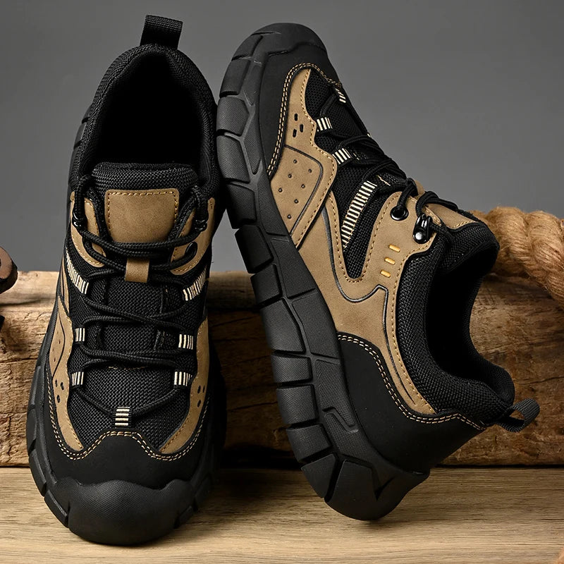 Fashionable Men Comfortable Lace Up Anti-collision Casual Sports Shoes Outdoor Men Breathable Anti Slip Soft Soled Hiking Shoes