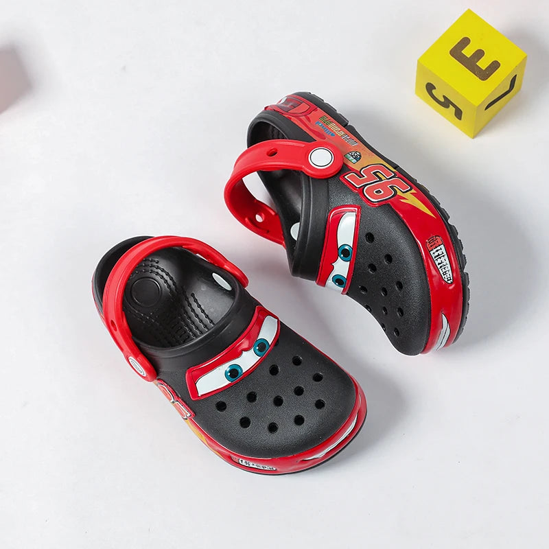Disney Lightning Mcqueen Shoes Led Lighted Car Kids Slippers Animation Children Beach Sandals Boys Girl Gift