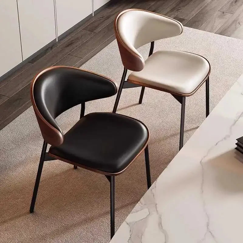 Leather Dining Chairs Set of 2 or1,Mid Century Modern Chair, Upholstered Kitchen Dining Room ChairsBlack WalnutBendwood.