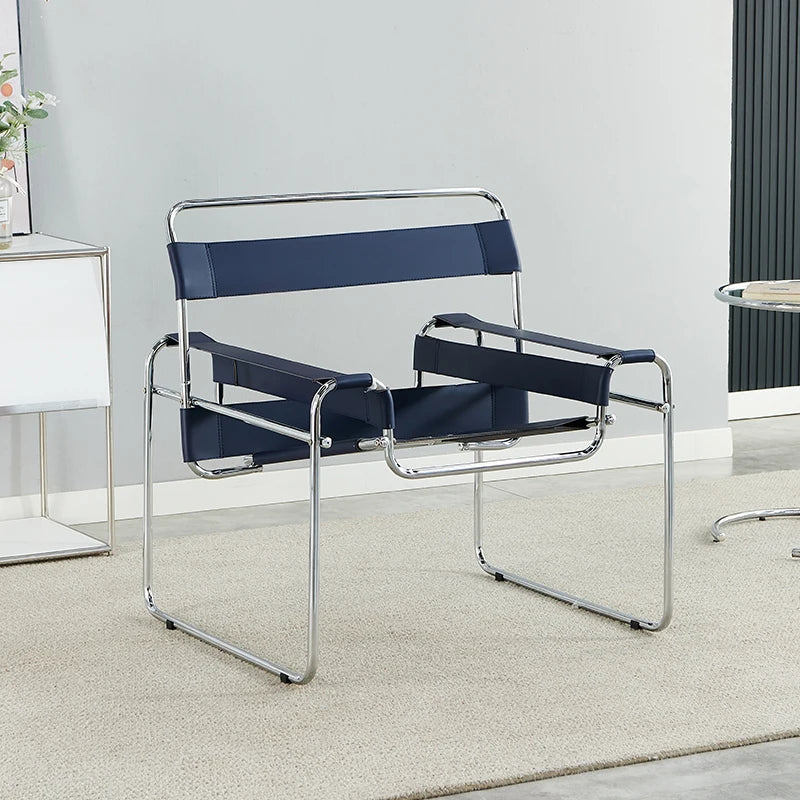 Wassily Chair Modernist Minimalist Accent Seat Designer Leather Armchair for Living Room Ins Single Sofa for Bedroom