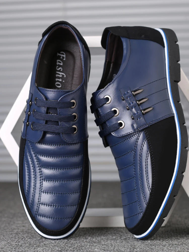 Men Genuine Leather fur Shoes High Quality Elastic Band Fashion Design Solid Tenacity Comfortable Men's Shoes Big Sizes 2021 s34
