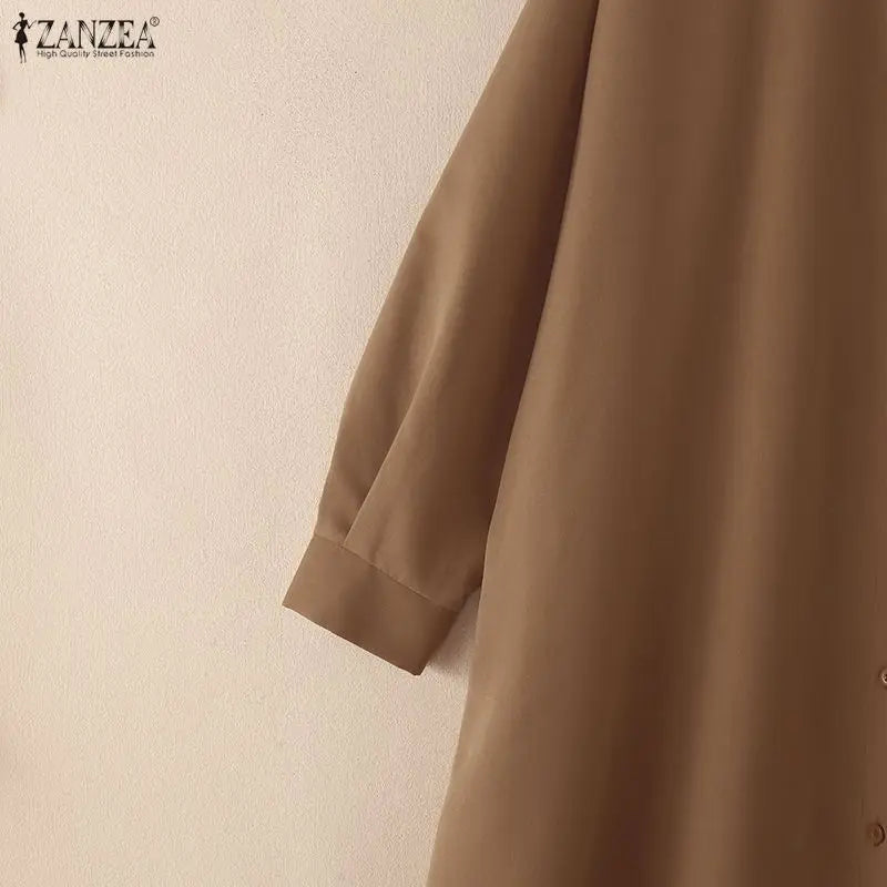ZANZEA Women's Oversized Jumpsuits Turn-Down Collar Long Sleeves Button Up Drop-Crotch Pant Overalls Casual Streetwear Playsuits