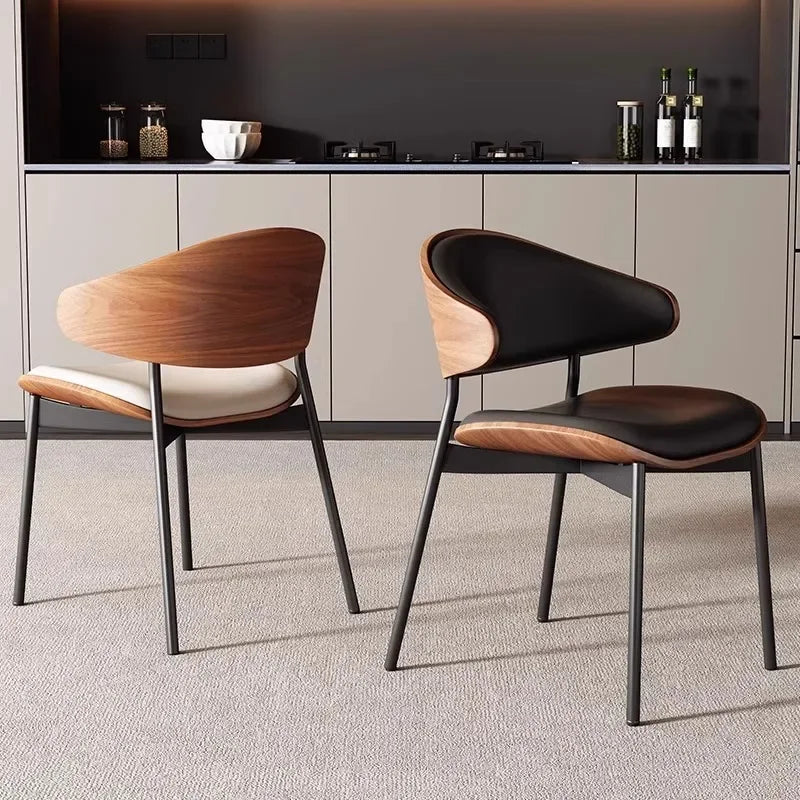 Leather Dining Chairs Set of 2 or1,Mid Century Modern Chair, Upholstered Kitchen Dining Room ChairsBlack WalnutBendwood.