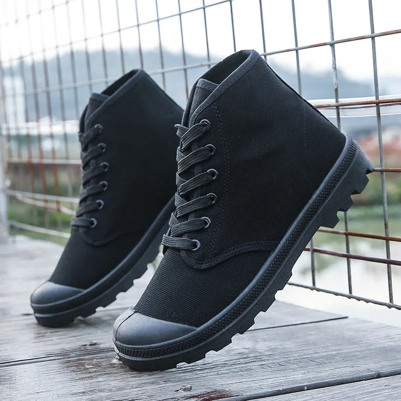 Autumn Early Winter Shoes Mens Ankle Boots Cool Street Style Canvas Shoes Brand Male Footwear Black Green Plus Size 46
