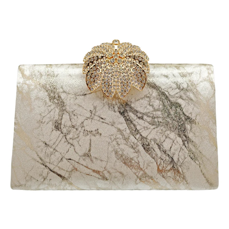 Fashion Women Handbags Luxury Designer Marble Style Clutch Bag Elegant Rhinestones Evening Bag Ladies Wallet Dinner Purse