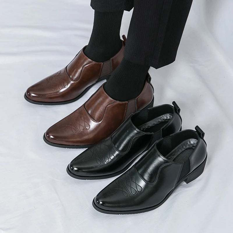 Spring New Men's Height Increased By 6 Centimeters Comfortable Leather Shoes Fashionable Business Attire Groom's Wedding Shoes