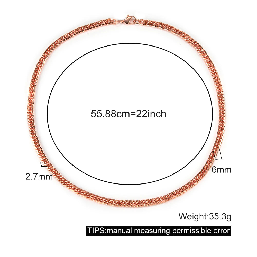 Vinterly Cuban Chain Long Necklace for Men Women Red Copper Adjustable 20/22 Inch Twisted Anti-scratch Jewelry Lobster Clasps