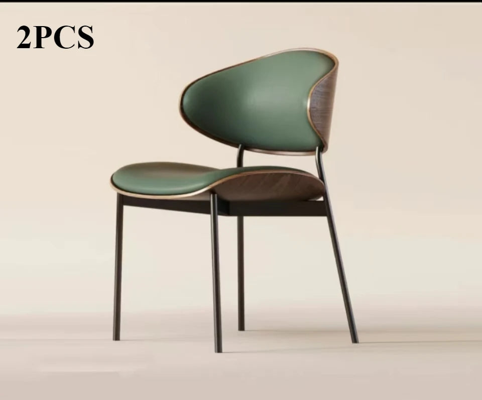 Leather Dining Chairs Set of 2 or1,Mid Century Modern Chair, Upholstered Kitchen Dining Room ChairsBlack WalnutBendwood.
