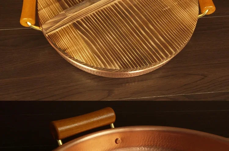 Pan Barbecue Plate Pure Red Copper Beer Mug Set Barbecue Plate Fried Meat Plate Binaural Pan Pure Copper New Chinese Style