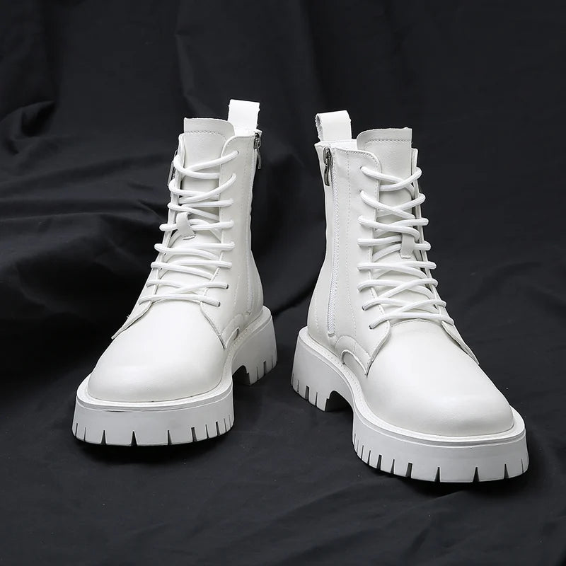 Men's English Style Thick Sole Design Men Boots Luxury High End Top Layer Leather Brand Famous Chelsea High Quality Casual Boots