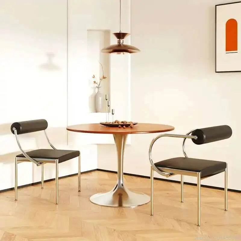 Designer Dining Chair Vintage Style Stainless Steel Study Bedroom Makeup Chair Dresser Furniture