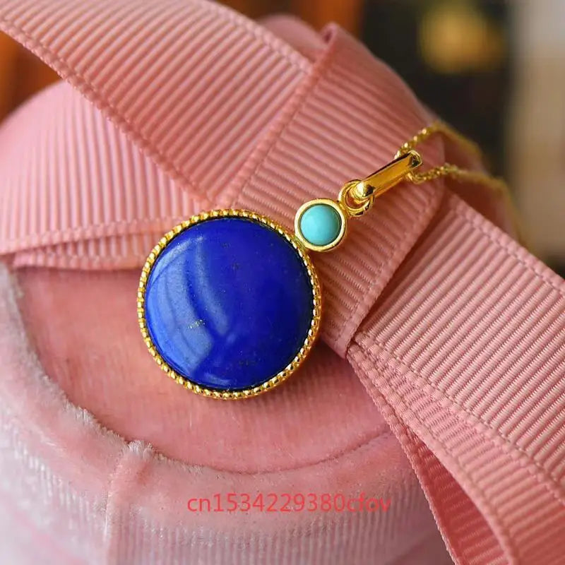 Natural Lapis Lazuli No Event Pendant S925 Pure Silver Gemstones Real Charm Vintage Amulets Luxury Necklace Stone Jewelry