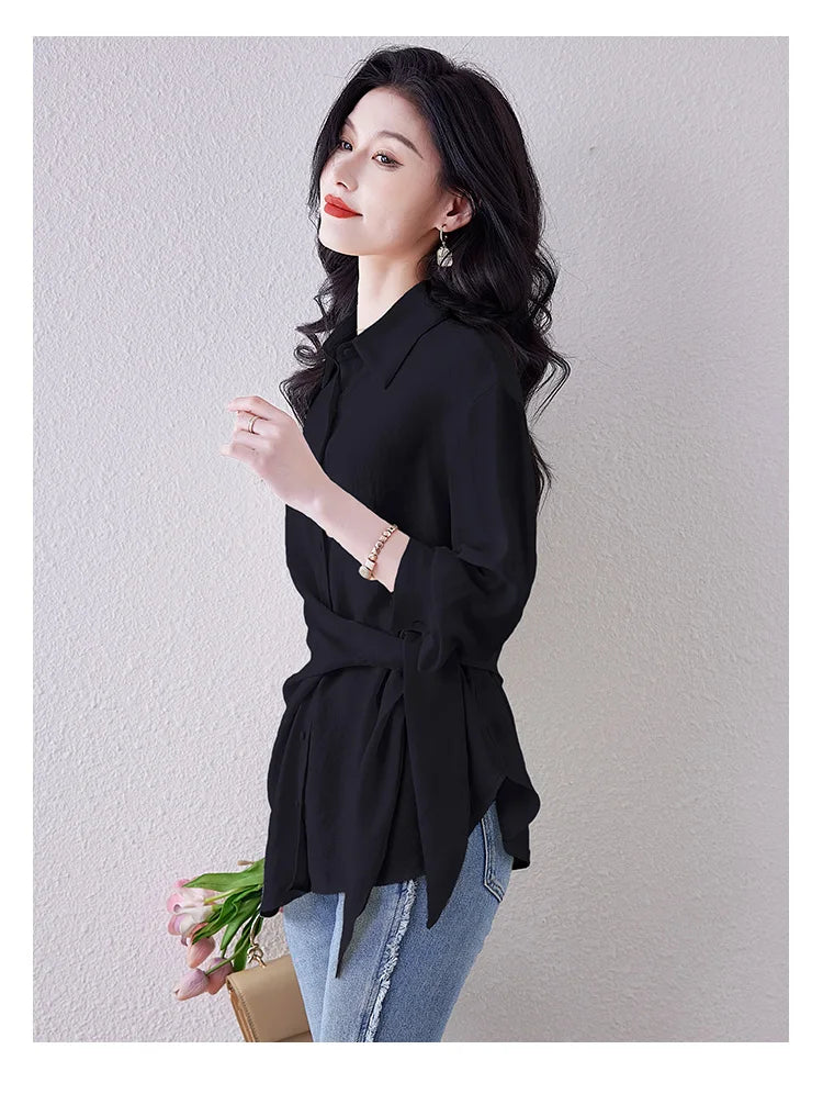 New Spring Women Blouses France style office ladies shirts solid color tops blusa mujer