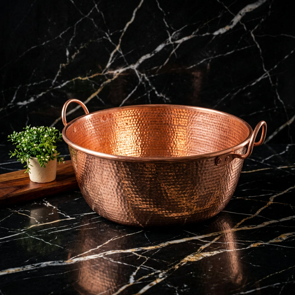 Handmade Pure Copper Customized Stew Jam Pot Thick Soup with Handle Deep Tableware