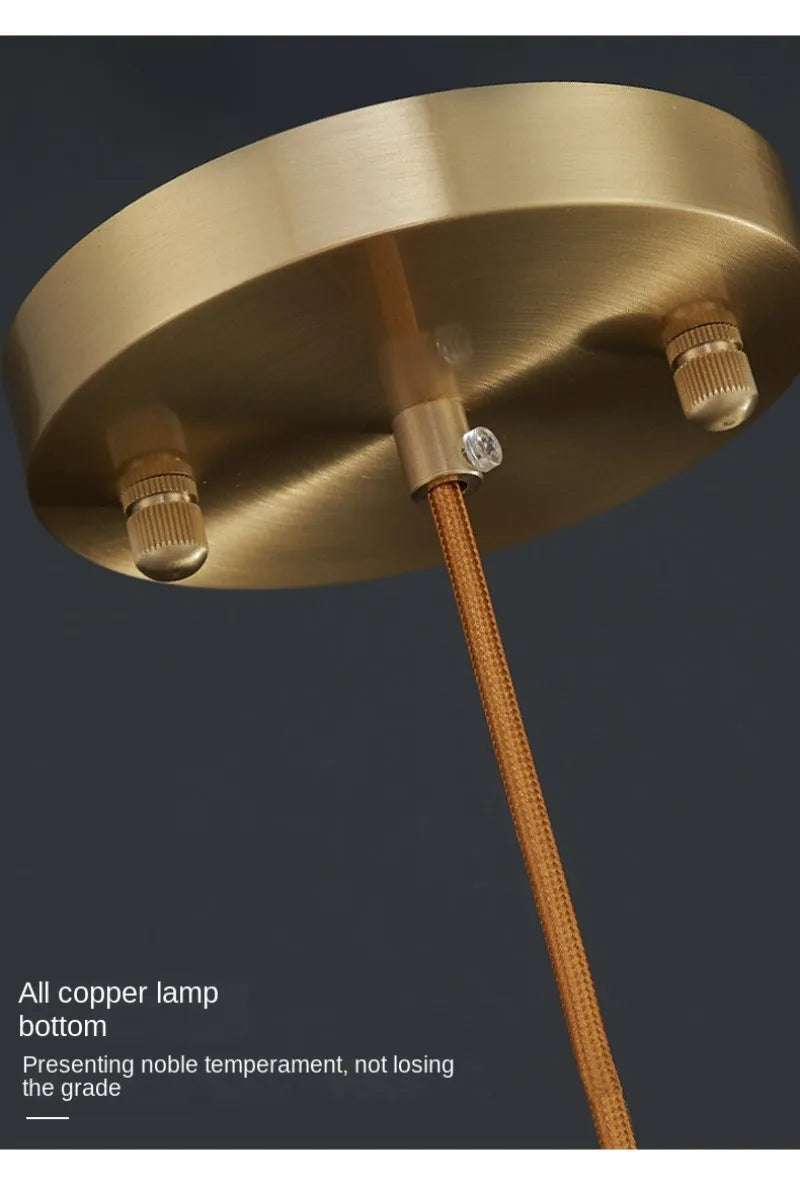 Modern Copper Light Luxury Pendant Lamp Marble Bedside Bedroom Hotel Dining Room Kitchen Stone Hallway Hanging Lighting Led