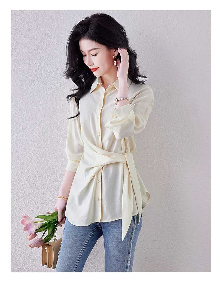 New Spring Women Blouses France style office ladies shirts solid color tops blusa mujer