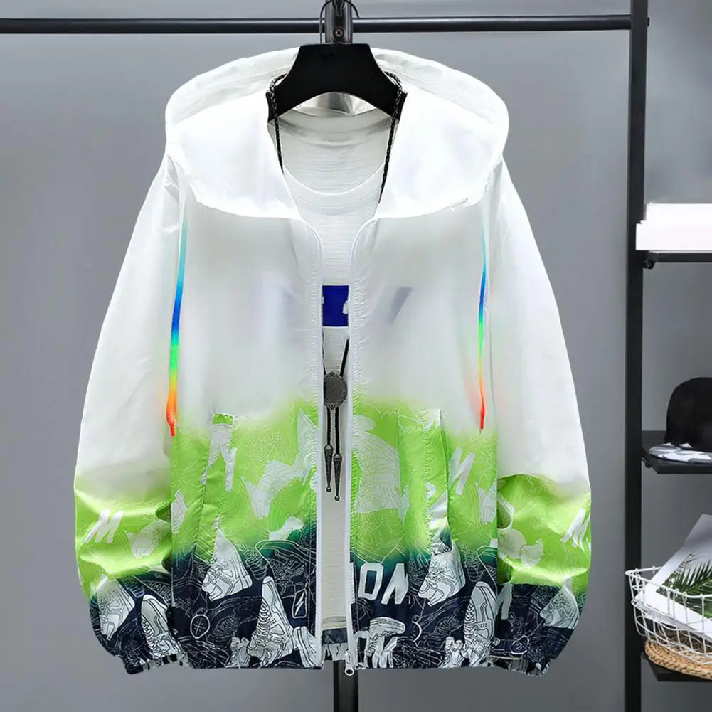 Ultra-light Trendy UV Protection Quick Drying Windbreaker Anti-wrinkle Windbreaker Jacket Gradient Print Daily Clothing