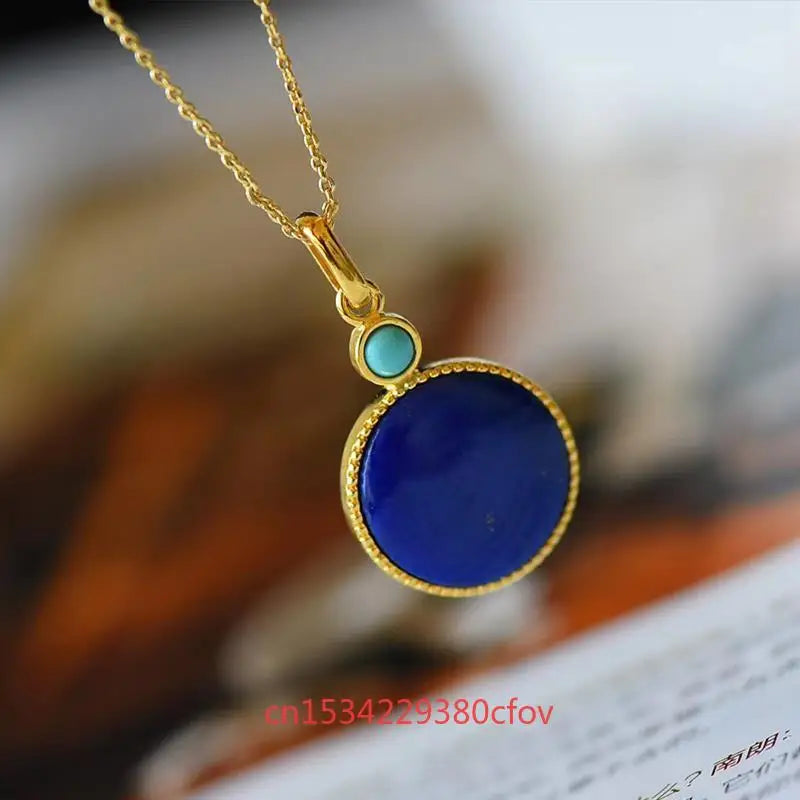 Natural Lapis Lazuli No Event Pendant S925 Pure Silver Gemstones Real Charm Vintage Amulets Luxury Necklace Stone Jewelry