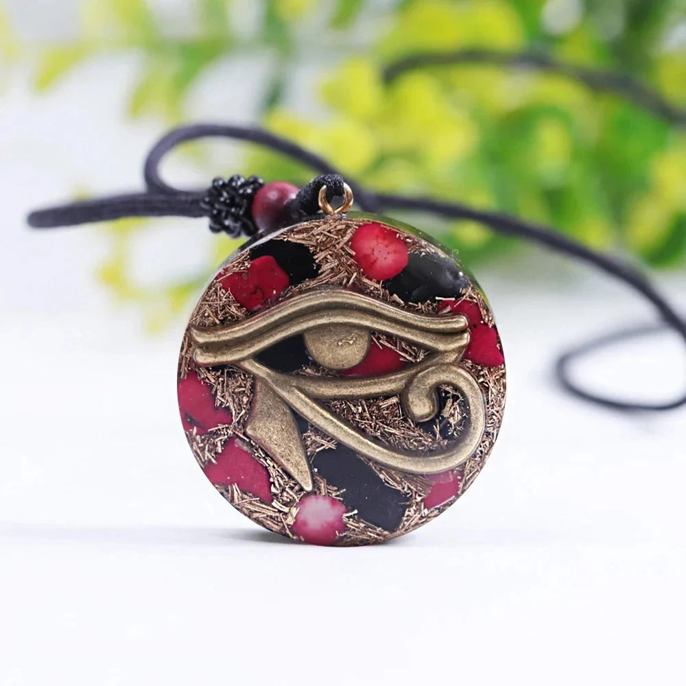 Rodin Coil &Opal Orgone Pendant Necklace , Blue glass pendant jewelry, Chakra Balancing, Adjustable Chain