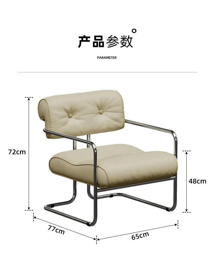 Single Chair Lounge Dining Chair Stainless Steel French Negotiation Balcony Lounge Chair