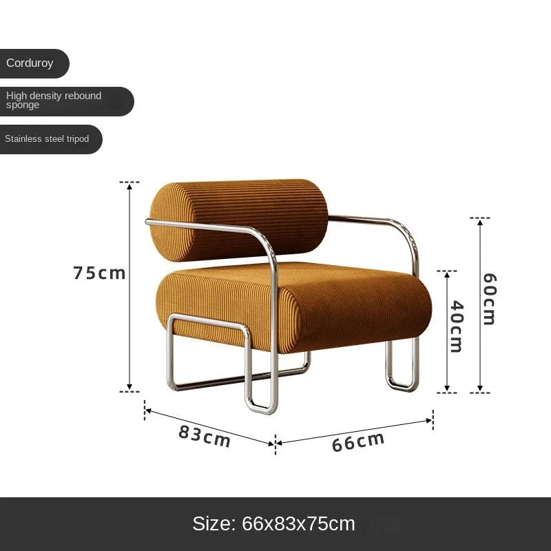 Homestay Light Luxury Reception Chair Stainless Steel Creative Leisure Bauhaus Single