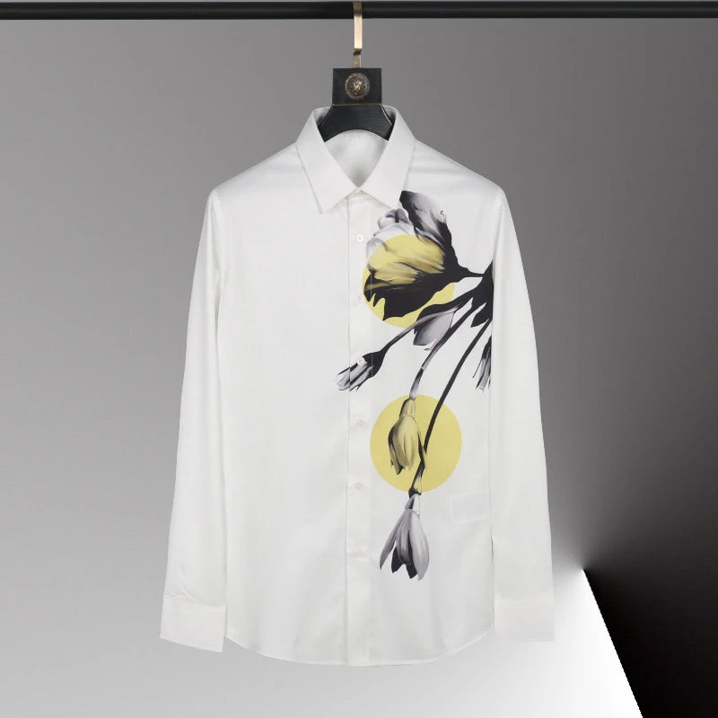 High-end men's shirt 3D printed pattern men's shirt long sleeve lapel fashion casual top Hawaiian shirt vacation large size 6xl