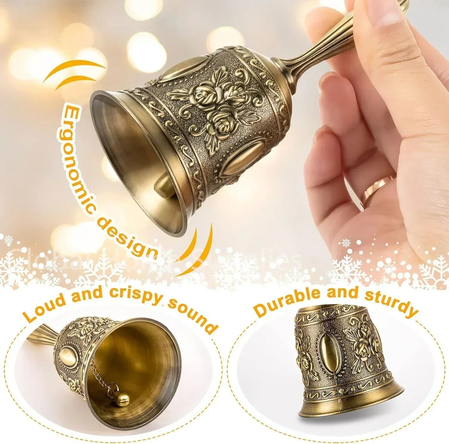 Brass Bronze Handicraft Bell Metal Call Bells Alarm Hand Held Service Call Bell Desktop Bell Tea Dinner Bell Bronze Christams Bell