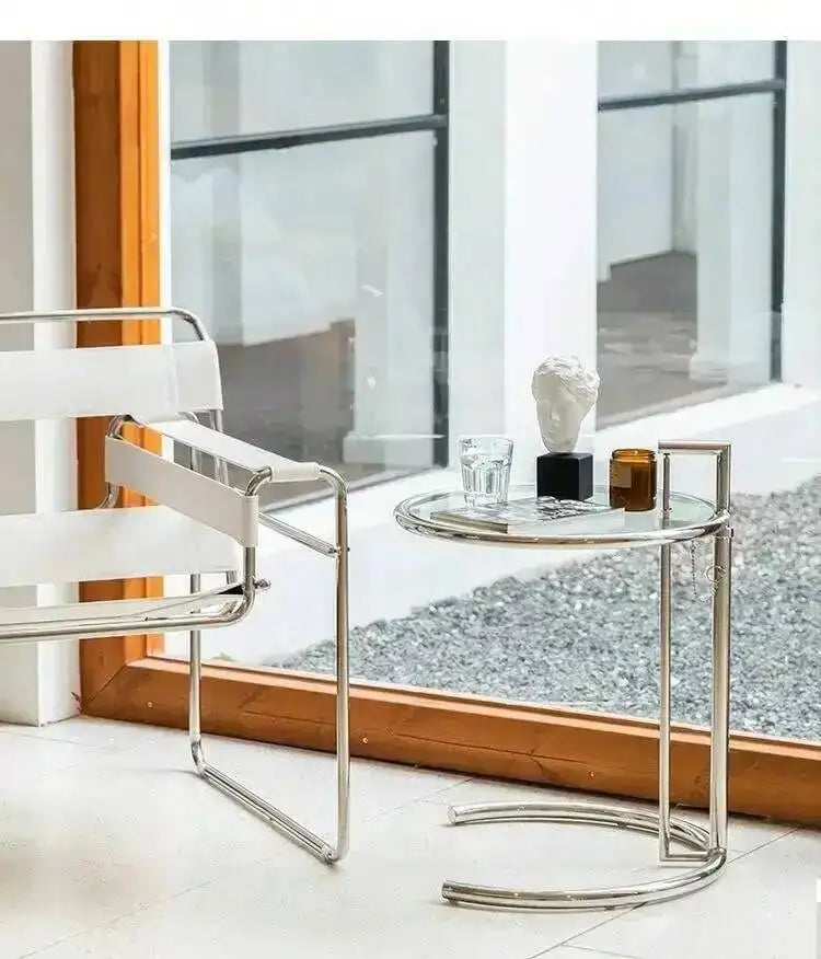 End Adjustable Table C-shape Glass Sofa Coffee Table Room Nordic Side Lift Design Living Stainless Steel Furniture