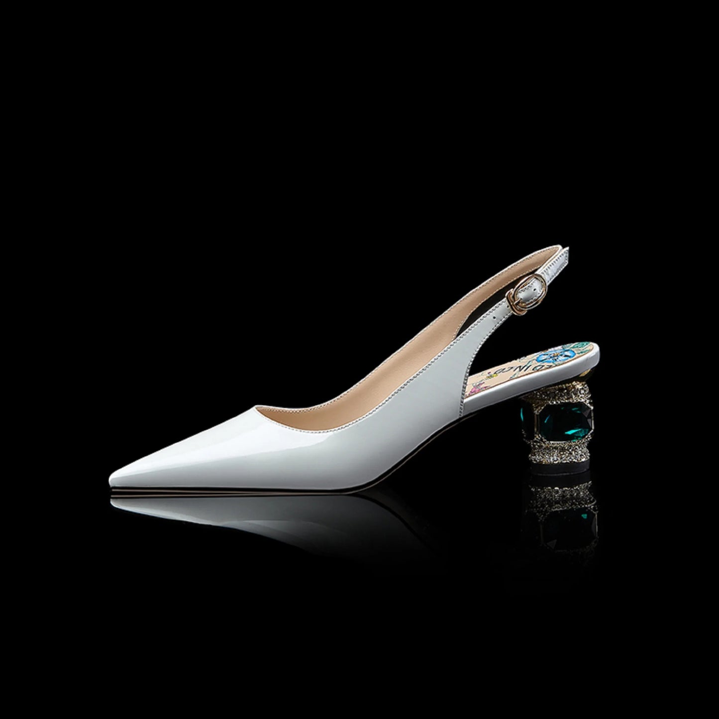 Dilalula 2025 Patent Cow Leather Crystal Heels Sandals Women Pointed Toe Office Ladies Party Dating Wedding Sandals Plus Size