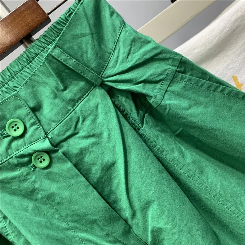 Limiguyue Street Wear Loose Cotton Harem Pants Women Spring Summer Trousers Elastic Wiast Ankle-Length Pants Two Button E392
