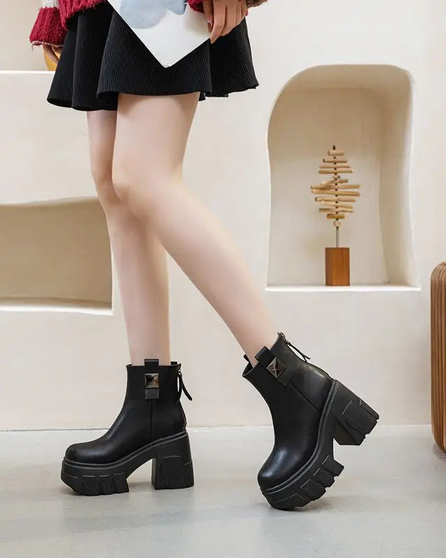 Fujin 11cm New Microfiber Leather Women High Increase Casual Ankle Boots Platform Wedge Pumps Heels White Shoes Winter Shoes