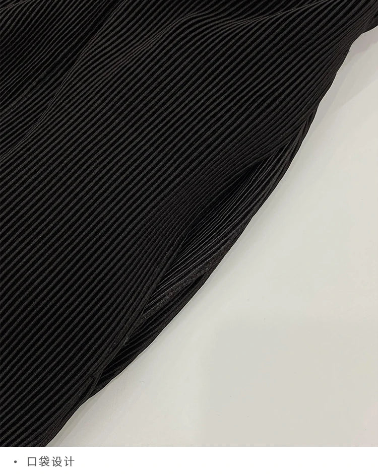 Miyake style  Pleated Bat Raglan Sleeve Irregular Dress Set Women 2025 New Fashion Original Designer Gradient Printing Two Piece Sets