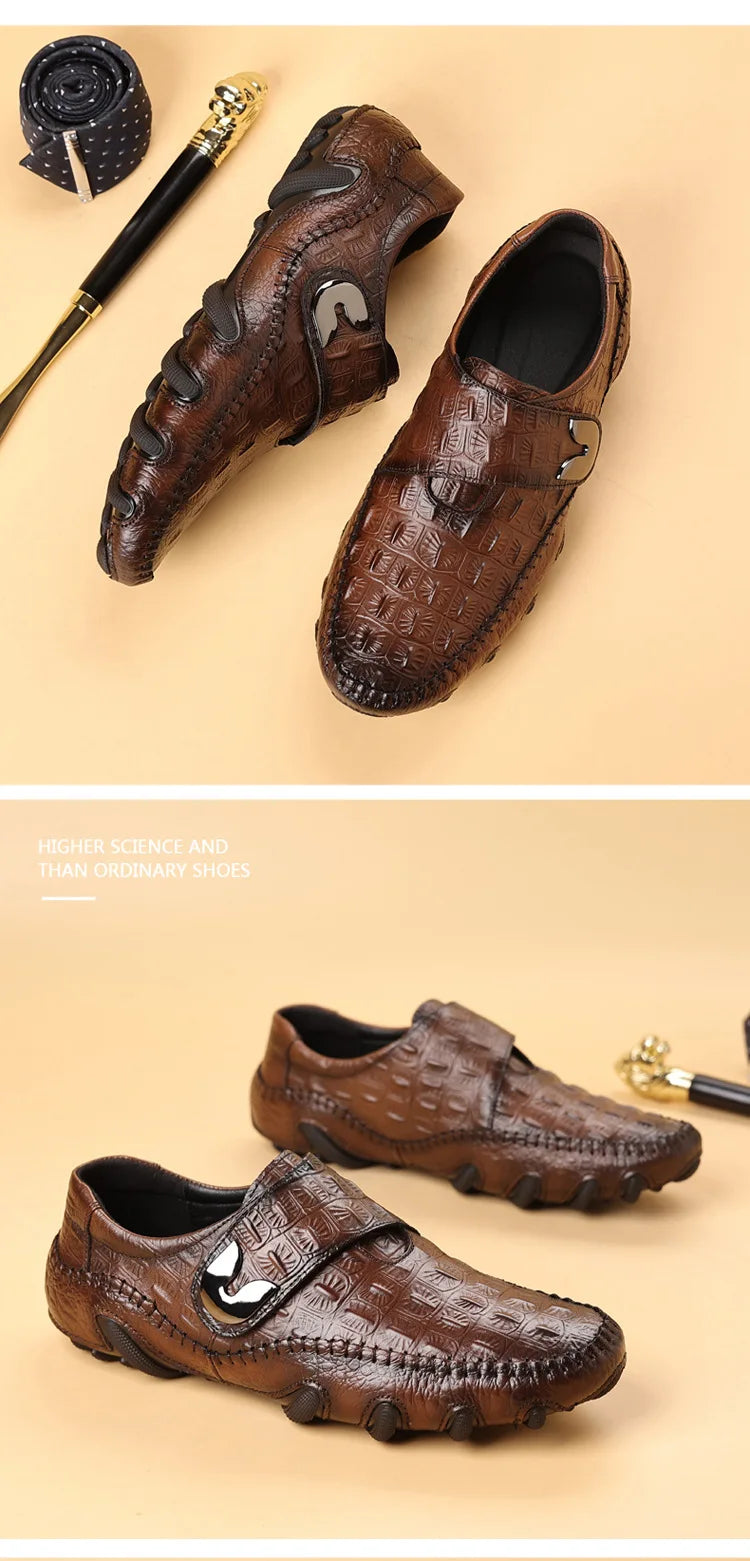 Men's Shoes Genuine Leather Luxury Crocodile Pattern Business Casual Shoes Men Loafers Mocassins High-quality Men's Dress Shoes