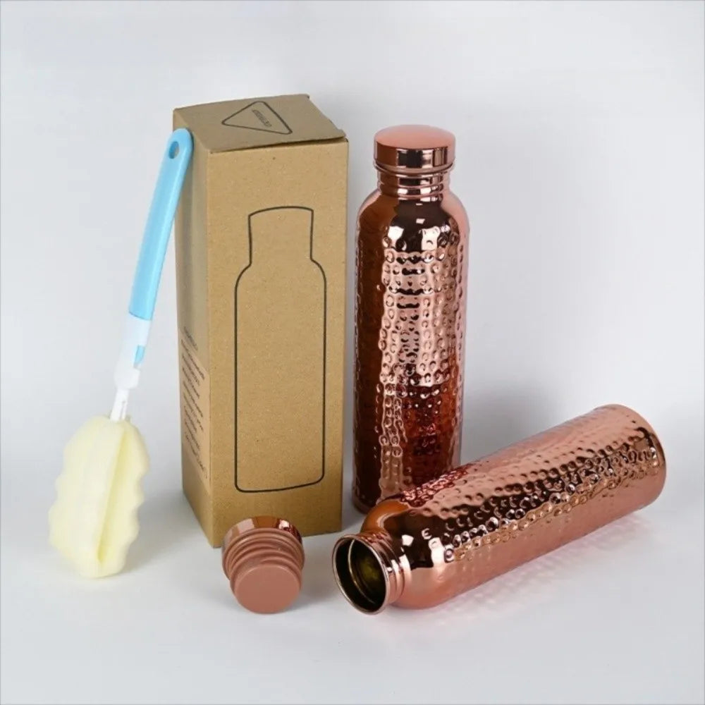 800ML Copper Water Bottle Anti-Slip Silicone Base Thermal Insulation Leakproof Sports Bottle One-Click Open Lid
