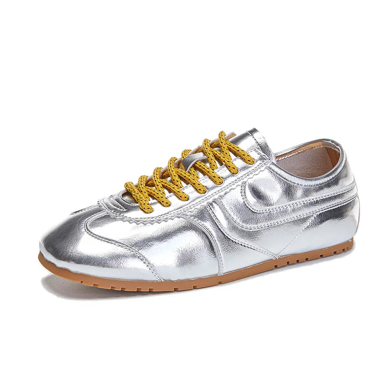 German Training Shoes Women 2025 New Genuine Leather Women Sneakers Flat Lace-up Retro Large Size Forrest Gump Shoes Women