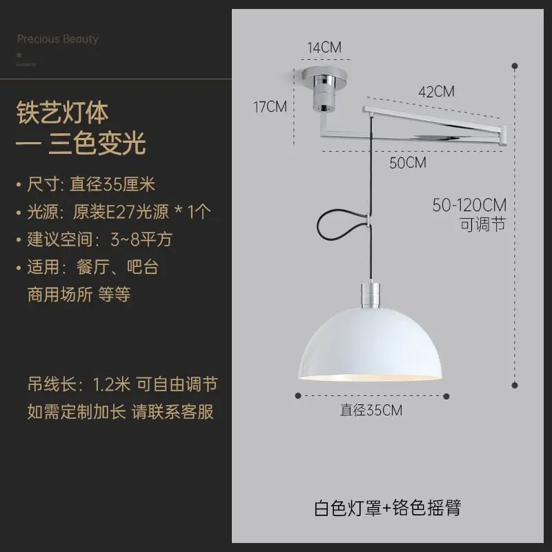 Nordic Modern Pendant Versatile Lamp Simple Study Restaurant Rocker Arm Light Creative Personality Displacement