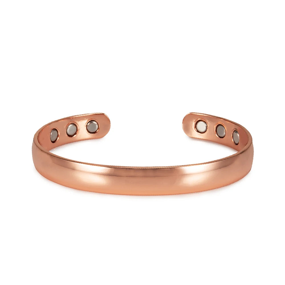 Vinterly Matte Pure Copper Bracelets Men Magnetic Arthritis Adjustable 10mm Wide Open Cuff High Magnet Energy Bangles Resizable