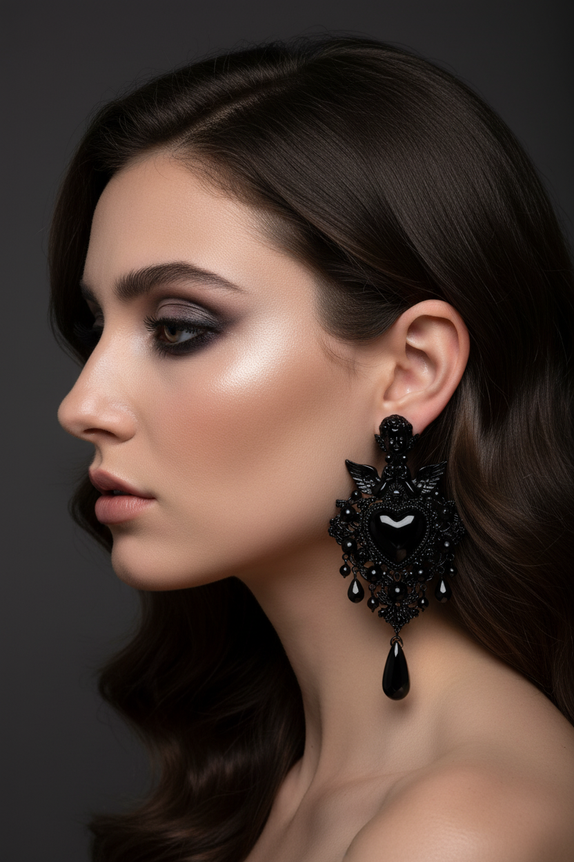 Vintage Silver Needle Drop Oil Love Earrings for Women Vintage Light Luxury Beads Tassel Drop Earring Luxury Designer Jewelry