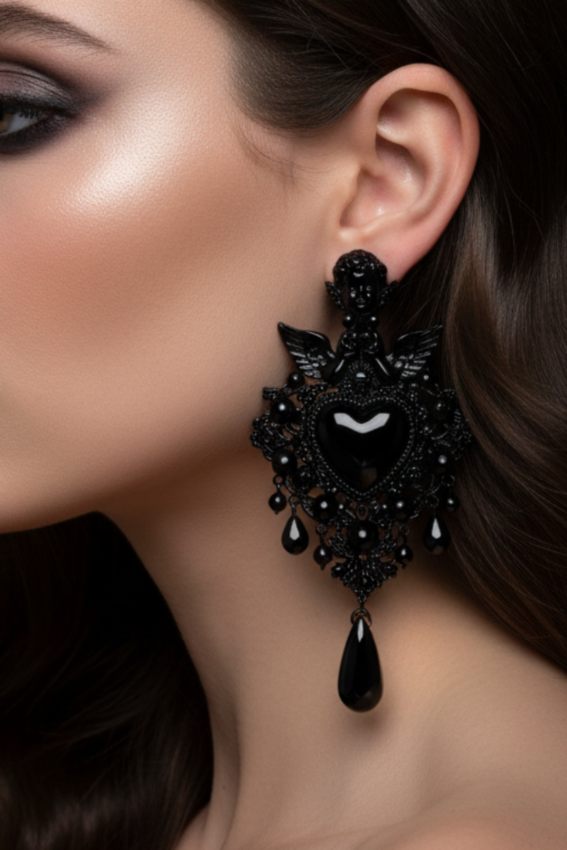 Vintage Silver Needle Drop Oil Love Earrings for Women Vintage Light Luxury Beads Tassel Drop Earring Luxury Designer Jewelry