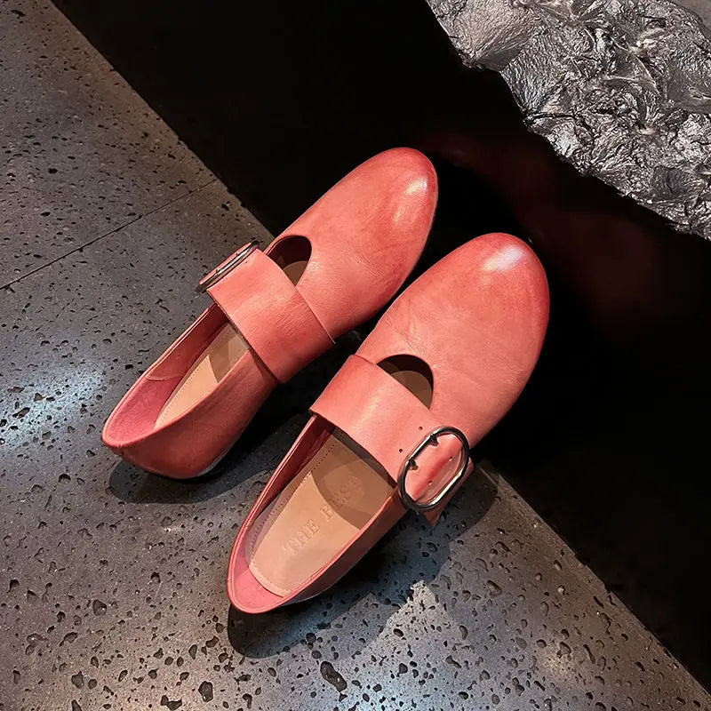 Spring Fashion Women Flats Shoes Heels Cow Leather Ballet Comfort Square Toe Casual Summer Shoes Woman Size 34-40