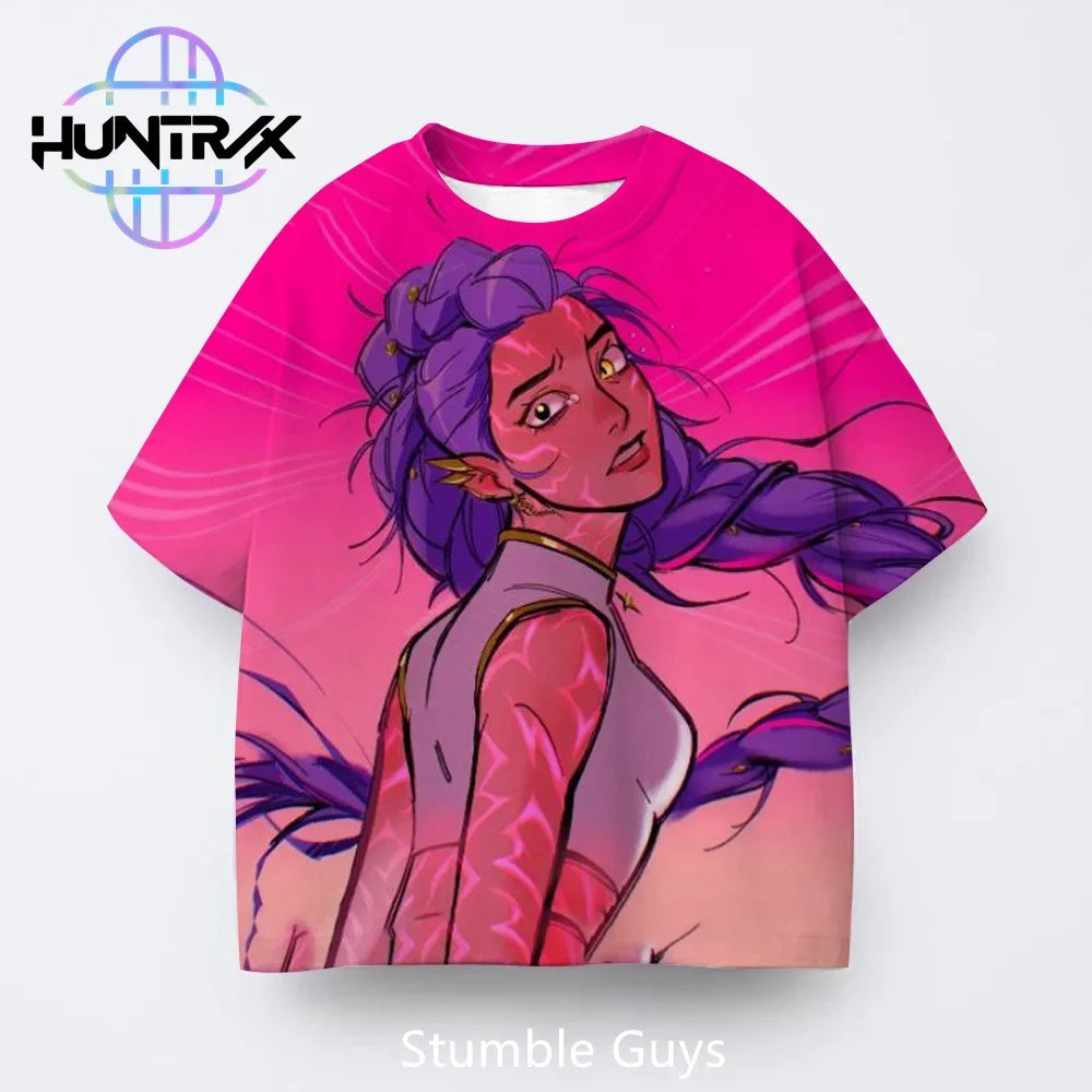 Summer Casual Fashion Kids Kpop Demon Hunters 3D Cartton Short Sleeve Boys Girls T-Shirt Anime Clothes