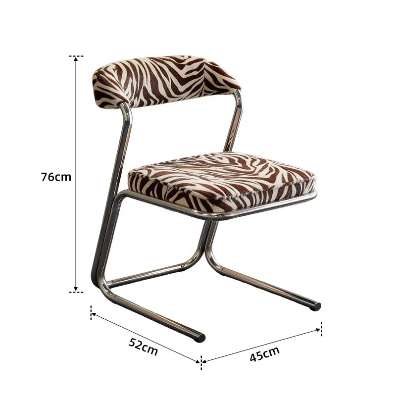 Designer Leopard Print Bauhaus Dining Chair Living Room Backrest Seat Creative Leisure Furniture for Home Vanity Makeup Chairs