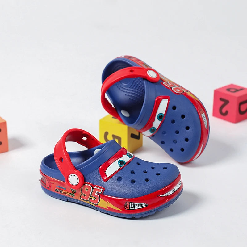 Disney Lightning Mcqueen Shoes Led Lighted Car Kids Slippers Animation Children Beach Sandals Boys Girl Gift