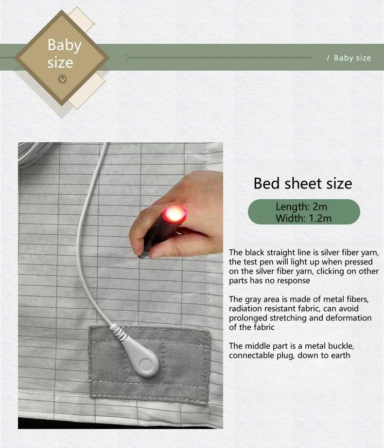 Soft and Conductive Grounding Bed Sheet AU/UK/EU/US Plug Antistatic Fiber Flat Bedsheet for Better Sleep Natural Health