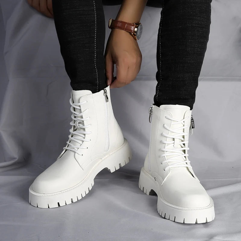 Men's English Style Thick Sole Design Men Boots Luxury High End Top Layer Leather Brand Famous Chelsea High Quality Casual Boots